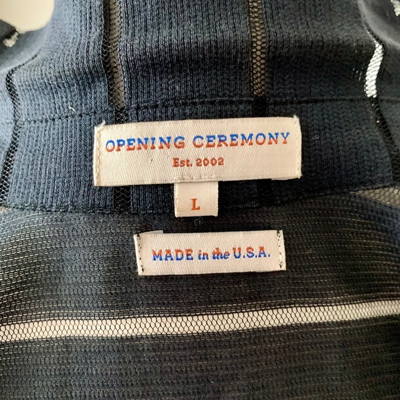 OPENING CEREMONY SHEER STRIPED ASYMMETRIC BLACK SHIRTDRESS - Picture 5 of 8